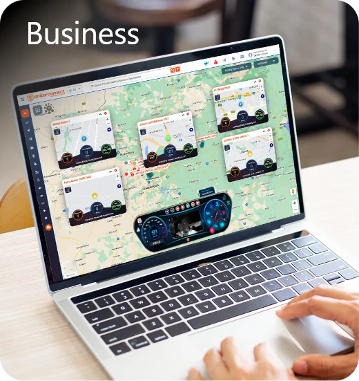Amber Connect business dashboard for enterprise customers displaying GPS tracking and telematics solutions overview