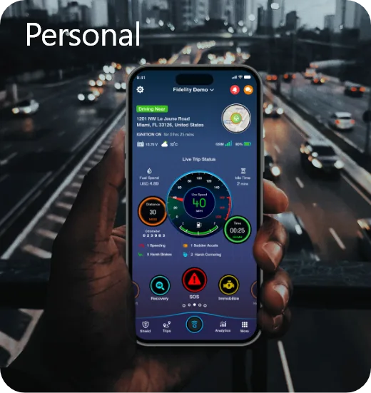 Amber Connect personal or consumer GPS tracking app interface on a smartphone screen